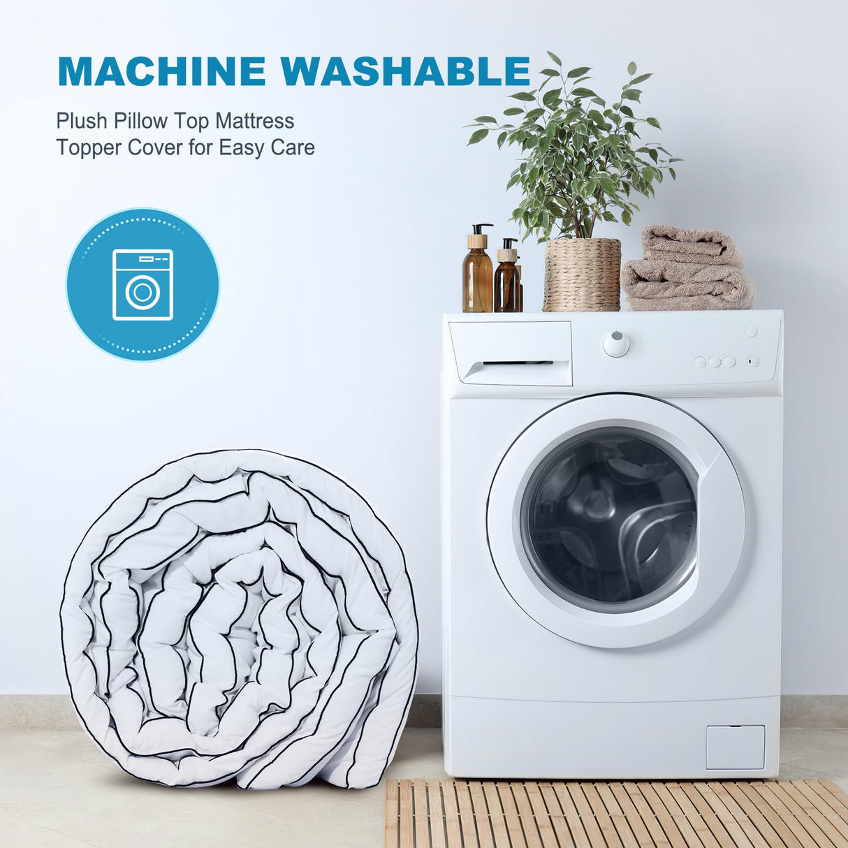 MASVIS King Size Dual Layer 4 Inch Memory Foam Mattress Topper, 2 Inch Gel Memory Foam and 2 Inch Cooling Pillow Top Mattress Pad Cover for Back Pain, Medium Support MASVIS