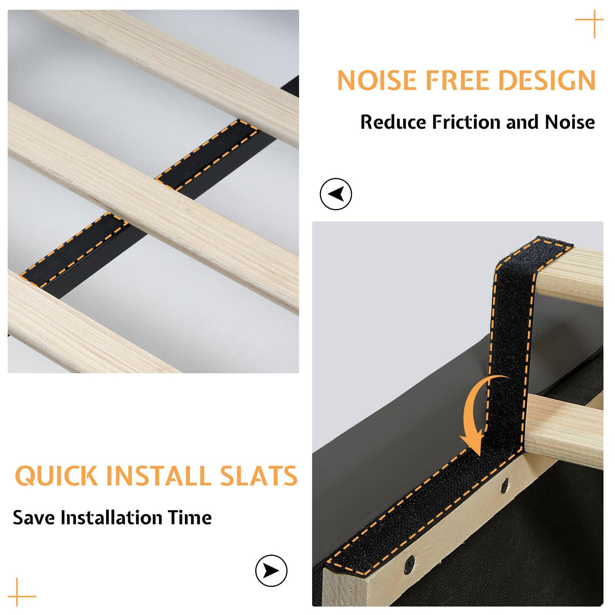 Jocisland Bed Frame King Size Velvet Tufted Upholstered Bed Low Profile Platform Bed Raised Wingback Headboard/Wood Slats Support/No Box Spring Needed/Easy Assembly/Grey Jocisland