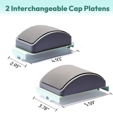 OFFNOVA Hat Heat Press Machine for Caps with 2 Interchangeable Platens, Temp & Time Control with Auto Countdown, Efficient Heat Transfer for HTV Iron On and Sublimation Projects (Auto-Green) OFFNOVA