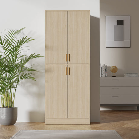 Cozy Castle 71" Tall Kitchen Pantry Storage Cabinet, Freestanding Cupboard Cabinet with Doors and Adjustable Shelves for Kitchen, Dining Room, Oak Cozy Castle