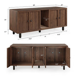 59 Inches Cat Litter Box Enclosure for 2 Cats, Hidden Litter Boxes Furniture with Cat Scratch Pad, Large Indoor Pet House with Double Room, Wooden TV Stand Side Table, Walnut ONBRILL