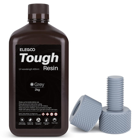 ELEGOO Tough Resin, 3D Printer Resin with High Impact Resistance and High Toughness, High Precision 3D Printing Resin for High Performance Printing, 3D Resin for DLP LCD 3D Printers, Grey 2000g ELEGOO