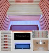 Kang Share Infrared Sauna Room 2 to 3 Person 1832W Low EMF + Carbon Plate Heater Indoor Dry Sauna, Home Spa Sauna,Wooden Canadian Hemlock CG02 Kang Share