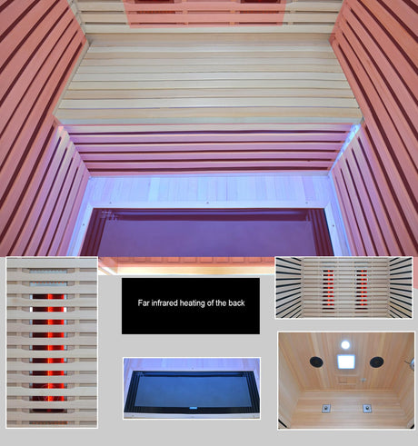 Kang Share Infrared Sauna Room 2 to 3 Person 1832W Low EMF + Carbon Plate Heater Indoor Dry Sauna, Home Spa Sauna,Wooden Canadian Hemlock CG02 Kang Share