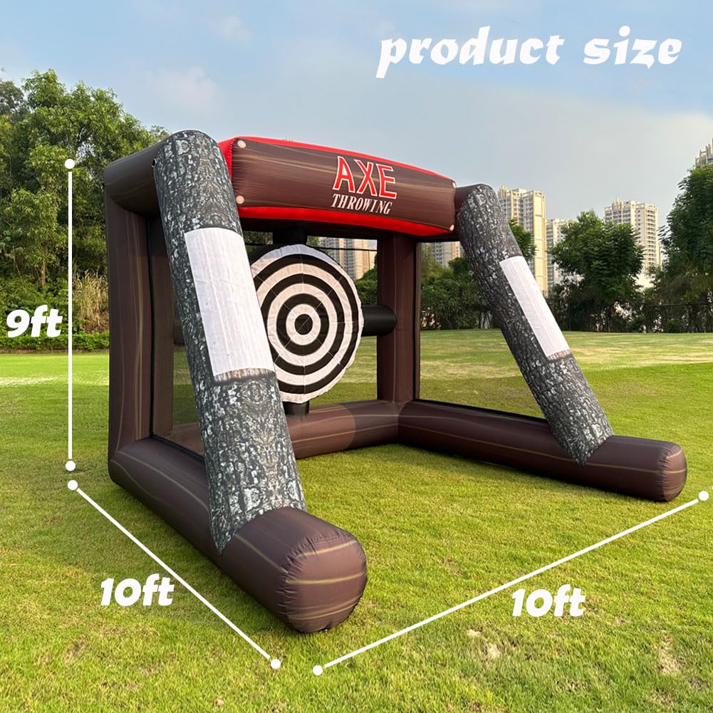 V-infla Inflatable Axe Throwing Game + Inflatable Ball Toss Target Dart Board Game with 1 Air Blower and 12 Axe and 10 Balls for Events V-infla
