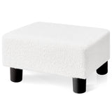BRIAN & DANY Small Foot Stool Ottoman, Footstool with Legs, Teddy Velvet Foot Rest for Living Room, Bedroom and Office, White BRIAN & DANY