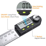 Neoteck Digital Angle Finder Ruler 8 inch/200mm Stainless Steel Digital Protractor with Data Hold Function and Zeroing Resetting LCD Display Electronic Spirit Level Gauge Ruler Neoteck