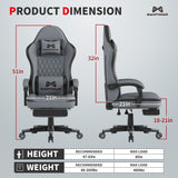 Gaming Chair with Footrest, Ergonomic Computer Chair, PU Breathable Material with Headrest and Lumbar Support, Suitable for Silla Gamer and Adults (Grey) Gamtimer