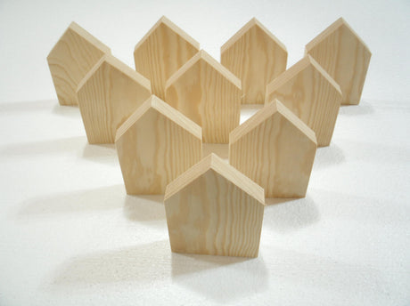10 LARGE Unfinished wood house shapes, wooden house cutouts, wooden blocks, wooden block house, WoodArtSupply