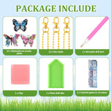 BBTO 12 Pcs Butterfly Diamond Painting Keychains Kit DIY 5D Diamond Art Key Rings Hanging Butterfly Diamond Painting Ornaments Butterflies Diamond Pendants for Spring Summer Beginner Adult Craft BBTO