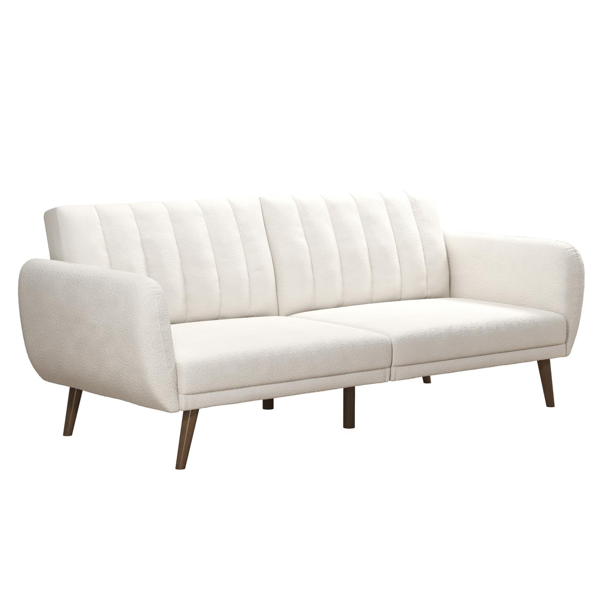 Novogratz Brittany 81.5" Futon Sofa Bed and Couch Sleeper, Ivory Boucle Novogratz