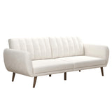 Novogratz Brittany 81.5" Futon Sofa Bed and Couch Sleeper, Ivory Boucle Novogratz
