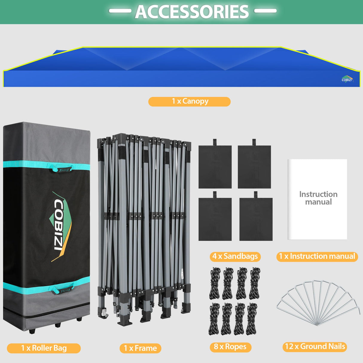 COBIZI 10x30 Pop Up Canopy Tent with Air Vent EZ Pop Up Party 10x30 Canopy Tent Waterproof and UPF50+,Outdoor Canopy Tent for Parties Wedding Events,with Roller Bag, Sandbags(Blue COBIZI