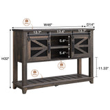 OKD Entryway Table w/Sliding Barn Doors, 46'' Farmhouse & Industrial Console Table with Storage, Sofa Table w/Adjustable Shelf & Open Shelf for Entry Way, Hallway, Living Room, Dark Rustic Oak OKD