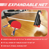 FBSPORT Ping Pong Paddle Set, Table Tennis Set with 4 Rackets and 8 Balls, Retractable Net with Storage Bag - Pingpong Paddle Accessories for Indoor/Outdoor Games FBSPORT