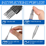 Nezyo 4 Pieces Welder Pencil with 60 Pieces Round Refills Mechanical Pencil Metal Marker Pen for Construction Workers, Metal Work, Welders, Plumbers, Framers (Black, Red, Yellow, Silver) Nezyo