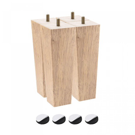 uxcell Furniture Legs, 7 Inch(180mm) Set of 4 Square Solid Wood Couch Legs Feet Chair Table Feet Sofa Support Replacement Parts, Light Brown uxcell