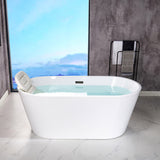 WOODBRIDGE 54" Acrylic Freestanding Bathtub Contemporary Soaking White Tub with Matte Black Overflow and Drain,B1702-MB WOODBRIDGE