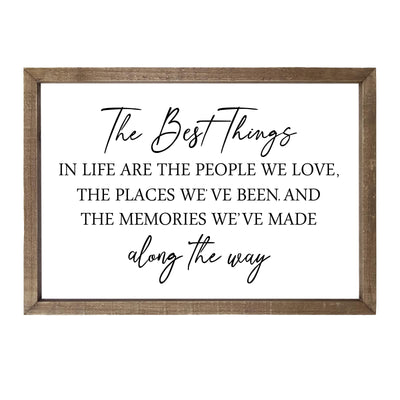 Comurdyo The Best Things in Life Sign 15.7''×11'' Framed Wood Memories Inspirational Quotes Wall Decor Vintage Farmhouse Wedding Gifts Sign Wall Art for family Home Bedroom (Wood)