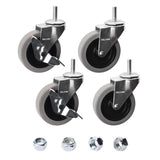 DELIVeR 3 Inch, Locking Swivel Caster Wheels, Set of 4,Heavy Duty with Nylon Nuts for Carts, Replacement Rubber Wheels, Threaded Stem 3/8”-16 x 1” Caster, 130 Lbs Per Caster DELIVeR