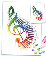 MOER SKY 5D Diamond Painting Kits for Adults The Music Note with Piano Keys in Rainbow Colors Diamond Art Kits DIY Full Round Drill Musical Note with Diamonds Gem Art Help Relieve Stress 12x16 inch MOER SKY