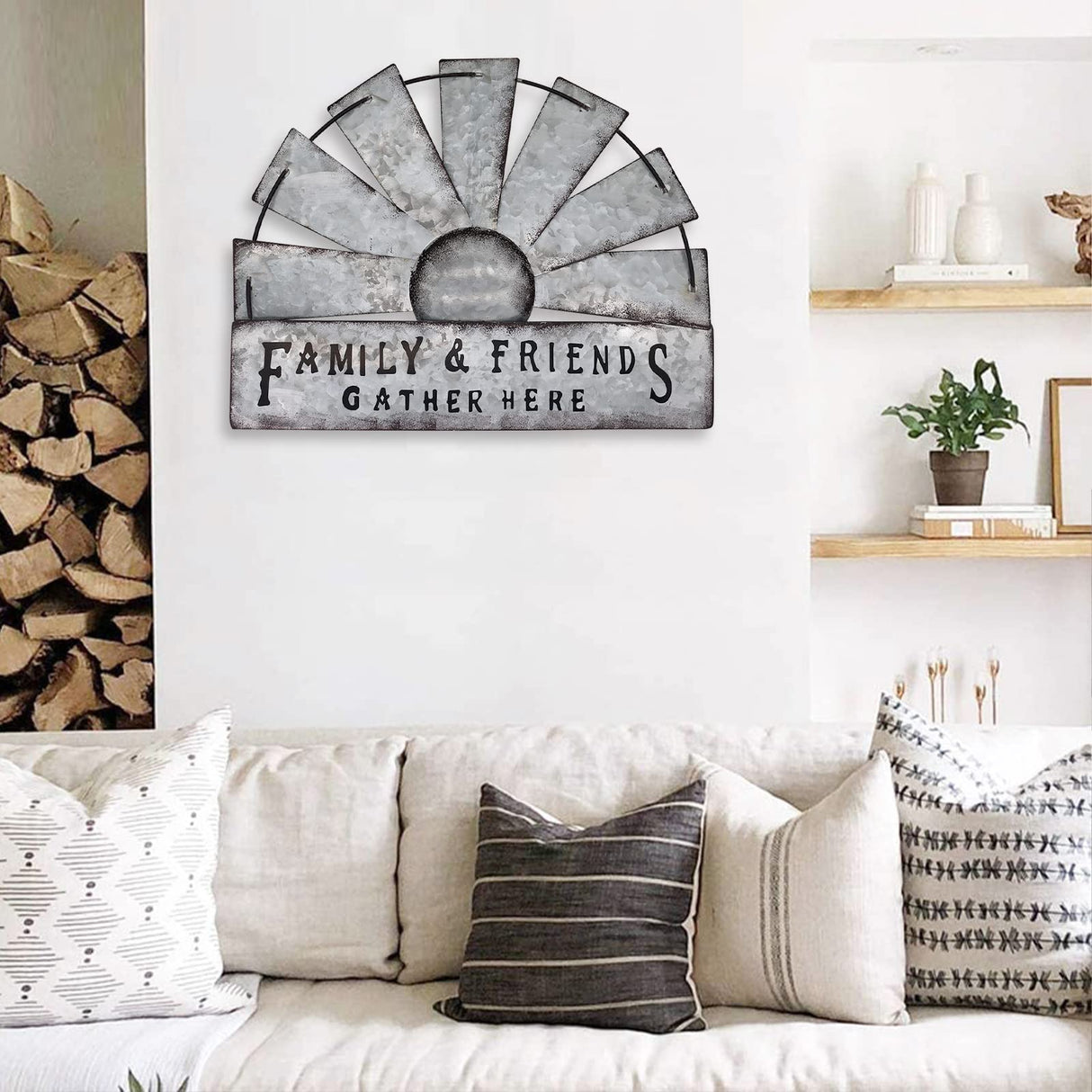 Fleecy day Metal Half Windmill Decor, Rustic Farmhouse Wall Art Decor, Metal Art Wall Decor for Living Home Bedroom Dark Kitchen Fleecy day