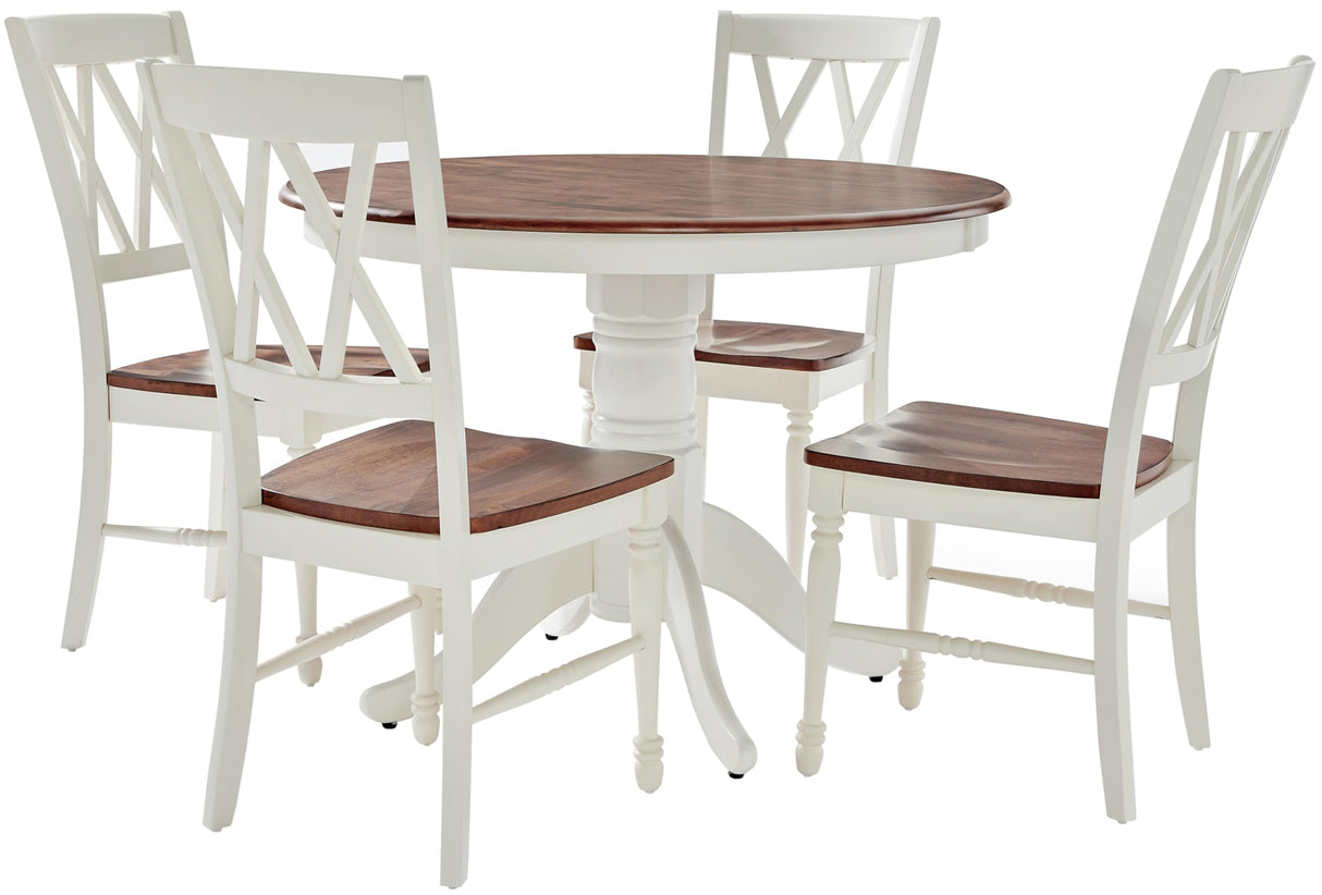 Crosley Furniture Shelby 5-Piece Traditional Round Dining Table Set for 4, Distressed White Crosley Furniture