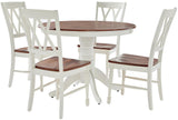 Crosley Furniture Shelby 5-Piece Traditional Round Dining Table Set for 4, Distressed White Crosley Furniture