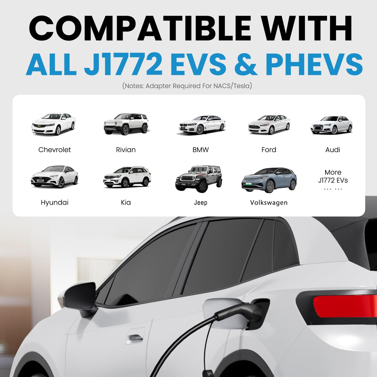 Level 1 EV Charger with APP, 16A 110V-240V NEMA 6-20 & NEMA 5-15 Plug Level 1/2 EV Charger, 25FT Cable J1772 Charger, Portable EV Charger, Electric Vehicle Charging Equipment, ETL FCC Certified Romaa