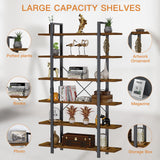FRAPOW Vintage Industrial Rustic 6-Tier Bookshelf - 83-Inch Tall Bookcase for Home & Office Storage FRAPOW