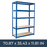 G-Rack 5 Tier Garage Shelving Units | Metal Shelving Storage | Heavy-Duty Organization Racks | Adjustable Shelves | 2000LB Capacity | Ideal for Workshop, Shed, Office - 71" H x 35" L x 12" W (Blue) G-Rack