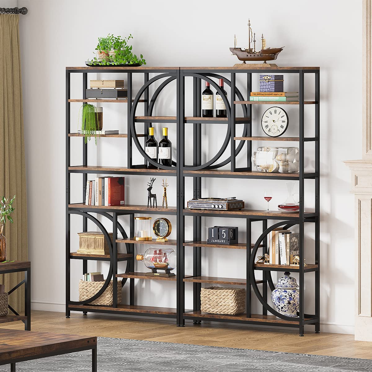 Tribesigns Industrial 8-Tier Etagere Bookshelf – 77-Inch Tall Open Display Unit in Brown/Black Tribesigns