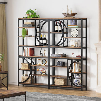 Tribesigns Industrial 8-Tier Etagere Bookshelf – 77-Inch Tall Open Display Unit in Brown/Black - WoodArtSupply