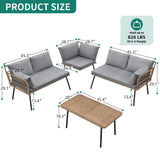 YITAHOME 4 Pieces Sectional Sofa Couch, L-Shaped Sofa with 5 Seater for Living Room, Detachable Lounger with Thickness Cushions and Side Table - Grey YITAHOME