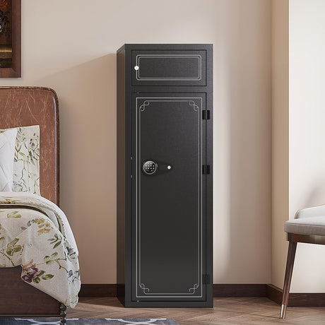 KAER 12-15 Gun Safe for Rifles and Pistols, Electronic Firearm Cabinet for Rifles & Shotguns Large Home Rifle Safe with Removable Shelves & Dedicated Lockbox KAER