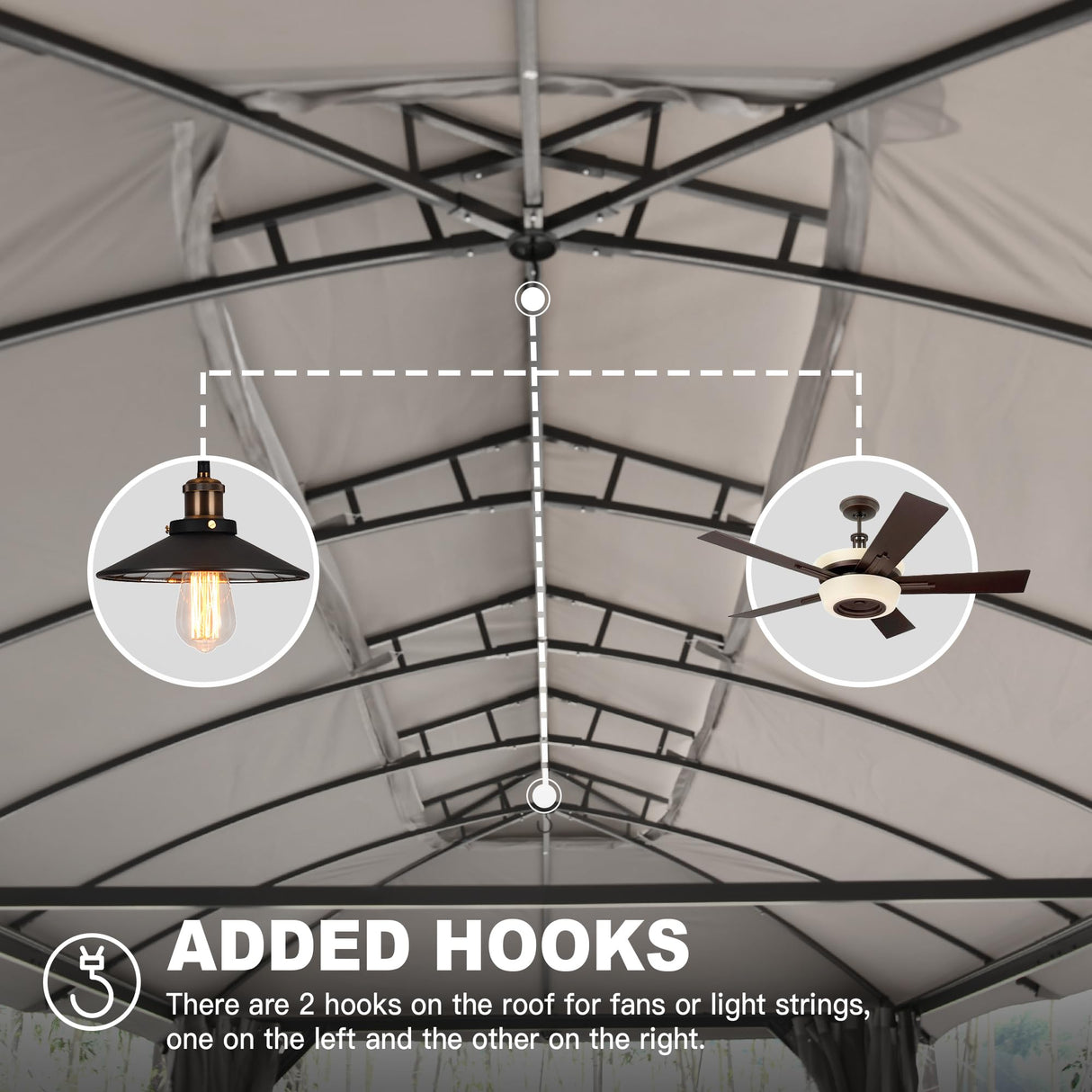 Domi Gazebo 10x20FT, Outdoor Gazebo with Double Roofs, Privacy Curtains, Mosquito Nettings, Heavy Duty Metal Frame Party Tent Canopy for Patio, Backyard, Deck, Lawn, Grey domi outdoor living