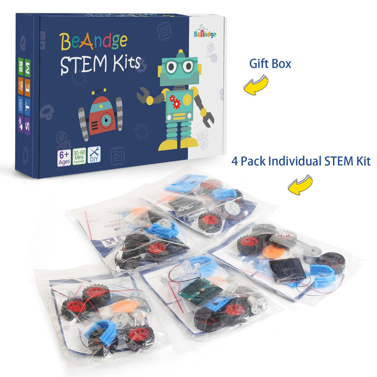 Bulk STEM Solar Robot Kits, STEM Building Toys for 6 7 8 10 12 13 Year Old Boys Girls Crafts, Robotics Science Kits for Kids 8-12 8-10 6-8, Classroom School Gifts Engineering Coding Motor Car Projects BeAndge