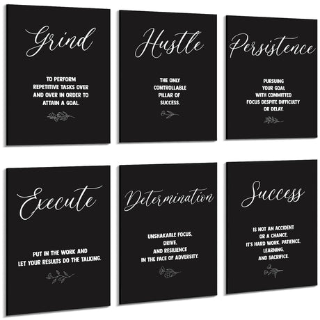 Coume 6 Pack Art Acoustic Panels 12" x 16" Inspirational Self Adhesive Soundproof Wall Panels Motivational Decorative Sound Absorbing Panels Studio Acoustic Treatment Home Decorations(Classic Style) Coume