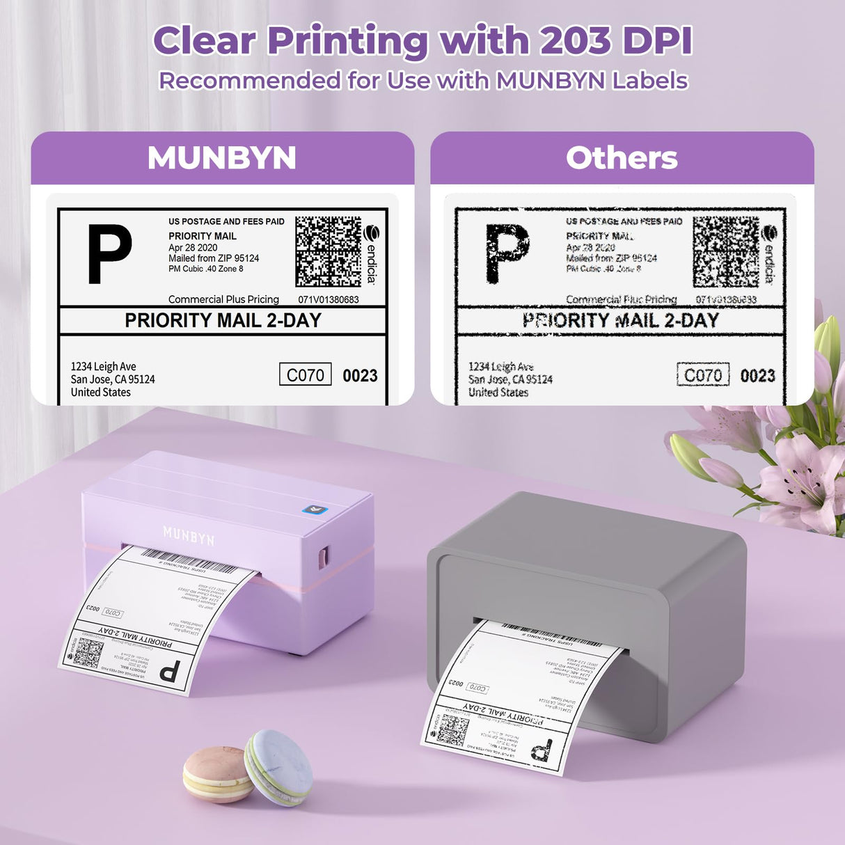 MUNBYN Bluetooth Thermal Label Printer, 130B Wireless 4x6 Shipping Label Printer for Shipping Packages Small Business Office or Home, Compatible with iPhone Android iPad Windows macOS Chrome Etsy eBay MUNBYN