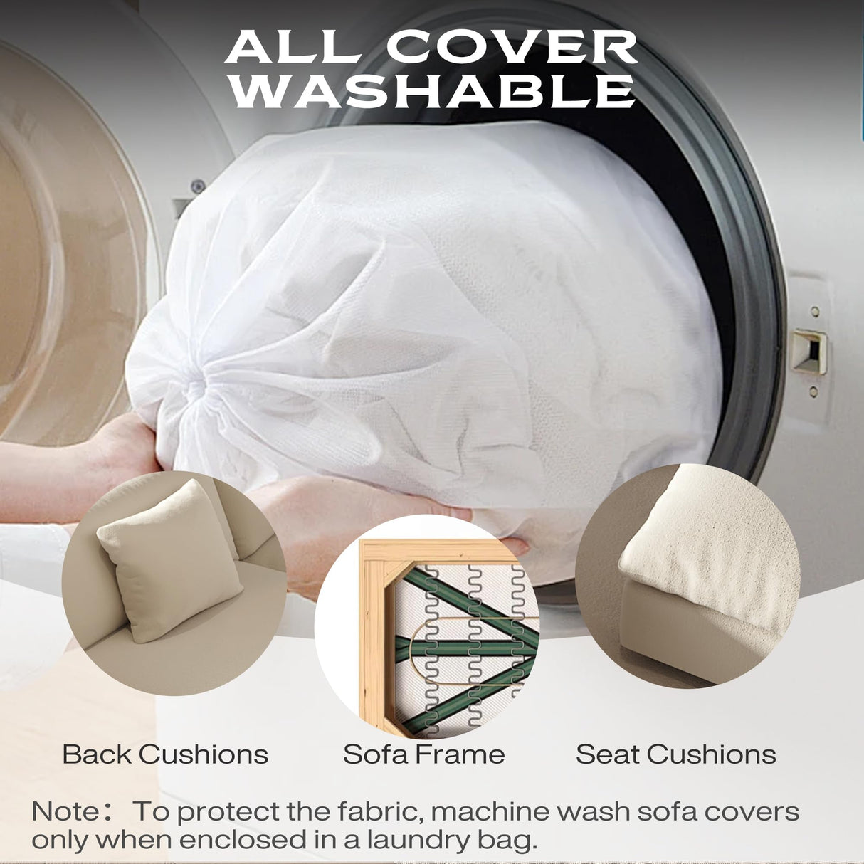 Fajiani Oversized Modular Sectional Sofa,Cloud Couch Deep Seat Sofa Cushion Covers Removable, Oversized Sectional Couches for Living Room (3 Seater+1 Ottoman-Cream White) Fajiani