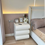 homary Smart Nightstand with Wireless Charging, USB & Type-C Ports – Modern White Leather Night Stand with 3 Drawers, Bedside Table for Bedroom homary