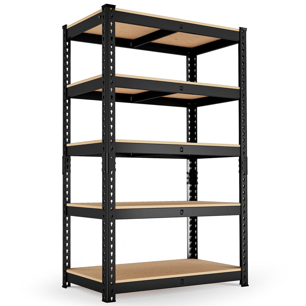 MAXLEAD Home Storage Shelves Adjustable Garage Shelving 5 Tier Heavy Duty Metal Shelving 2000LBS Garage Storage with Thickened Wood Board for Basement, Pantry, Kitchen, 59.8''H*11.8''D*27.5''W, Black MAXLEAD
