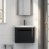 eclife 22" Corner Bathroom Vanity Sink Combo for Small Space Wall Mounted Floating Cabinet with White Resin Sink and Matte Black Faucet, Black eclife