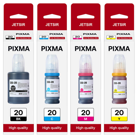 GI-20 GI20 Refill Ink Bottles Kit Compatible for Canon PIXMA G6020 G7020 G5020 MegaTank Printers, 4-Pack (170ML GI-20 Black, 70ML GI20 Color) JETSIR