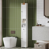 ChooChoo Narrow Bathroom Storage Cabinet with Adjustable Shelves, Tall Storage Cabinet with 2 Doors and 1 Drawer, Freestanding Cupboard for Small Spaces, White ChooChoo