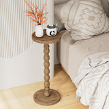 iFaveorr Small Side Table, Rubberwood‌ Drink Table for Small Spaces, Solid Wood Pedestal Coffee Tables, Round End Tables for Living Room, Sofa Couch, Bedroom, Corners, and Office (Brown, 9.4 inch) iFaveorr