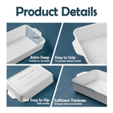 Casserole Dishes for Oven, Ceramic Baking Dish 9x13,4.2 Quarts Casserole Dish with Handles,2 Pack Lasagna Pan Deep Baking Pan Set Bakeware Oven Safe Baking Dishes for Oven,Lasagna,Wedding Gift, White Dizada