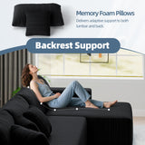 Mvpipi Cloud Couch U-Shaped Sectional Sofa, 134'' Modular Boneless Couches for Living Room, Corduroy Deep Seat Sofa with 2 Chaise Lounges and 1 Loveseat, 30D High-Resilience Foam, No Assembly, Black Mvpipi