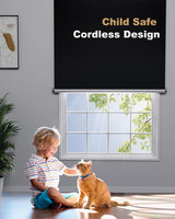 TRYAST 100% Blackout Roller Shades, Cordless No Tools No Drill Blinds for Indoor Windows, Thermal Insulation UV Protection, Easy Install Blackout Curtains with Rod & Buckles(22" W*36" H) TRYAST