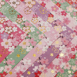CUTBLAJAT 112 Sheets Heavier Origami Paper Japanese Cherry Blossom Pattern Sakura Bronzing Chiyogami 6" 15cm Washi Easy Fold Paper for Beginner cutblajat